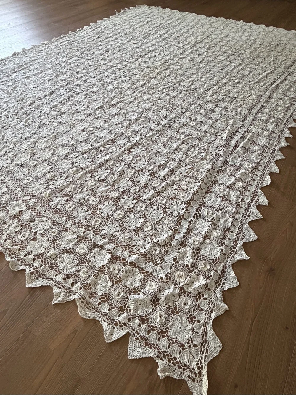 Handmade Cream Crochet Tablecloth - Elegant Lace Dining Linen